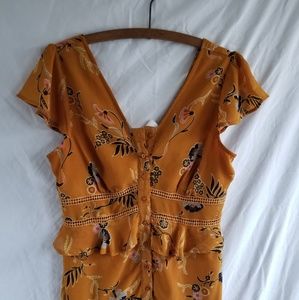 Burnt Orange Autumn Floral Maxi Dress